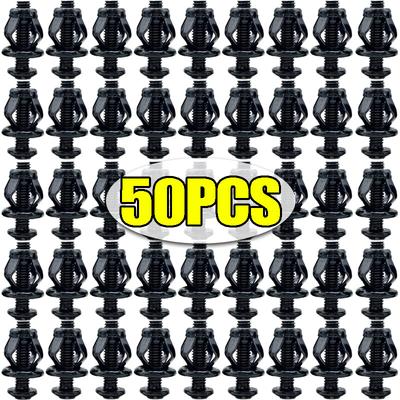 50/5Pcs Petal Shape Rivet Nut Screw Bolt Kit License Plate Bumper Black Petal Expansion Nut Fixing Screw Accessories M4 M5 M6
