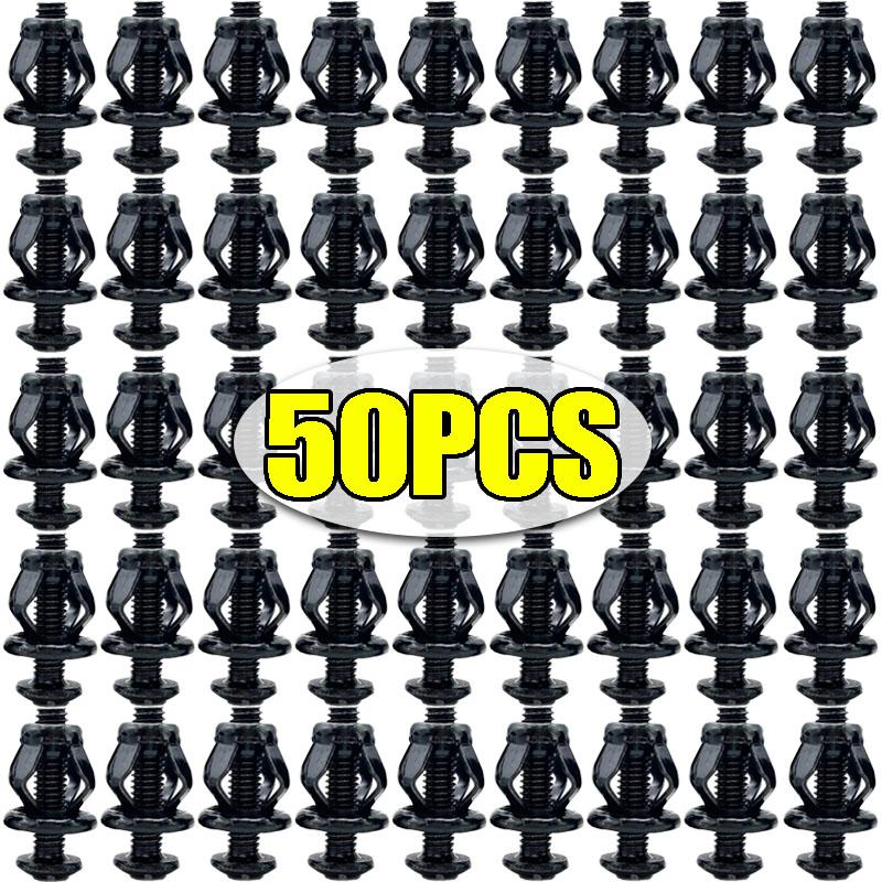 50/5Pcs Petal Shape Rivet Nut Screw Bolt Kit License Plate Bumper Black Petal Expansion Nut Fixing Screw Accessories M4 M5 M6