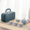 Camping household ceramic open film can raise retro flower teapot Huang Ru tea set, the whole set of kung fu tea