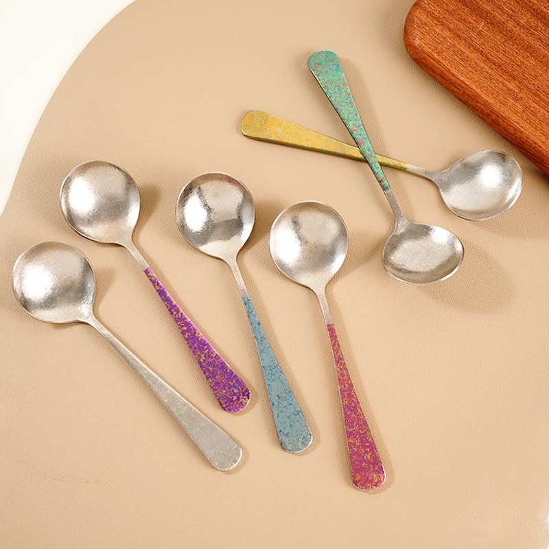 Pure Titanium Soup Spoon Portable Camping Tableware Convenient Environmental Cutlery Household Kitchen Titanium Coffee Tea Spoon