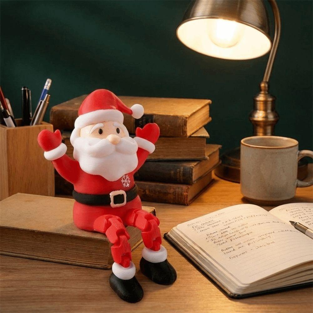 Cartoon Santa Claus Sitting Statue 3D Printed Mini Santa Claus Ornament  Home Decor