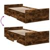 Bed Frame with Drawers Smoked Oak 100x200 Cm Particleboard