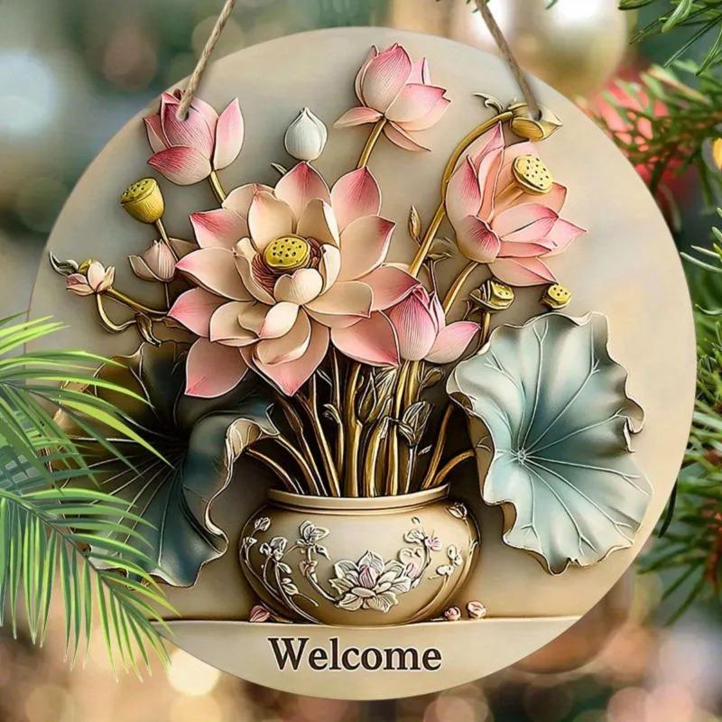 2D Flat Hanging Decorative Metal Sign Hand Painted Art