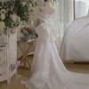 Light wedding dress 1011 new simple satin French fishtail temperament bride super fairy dream Mori travel dress skirt