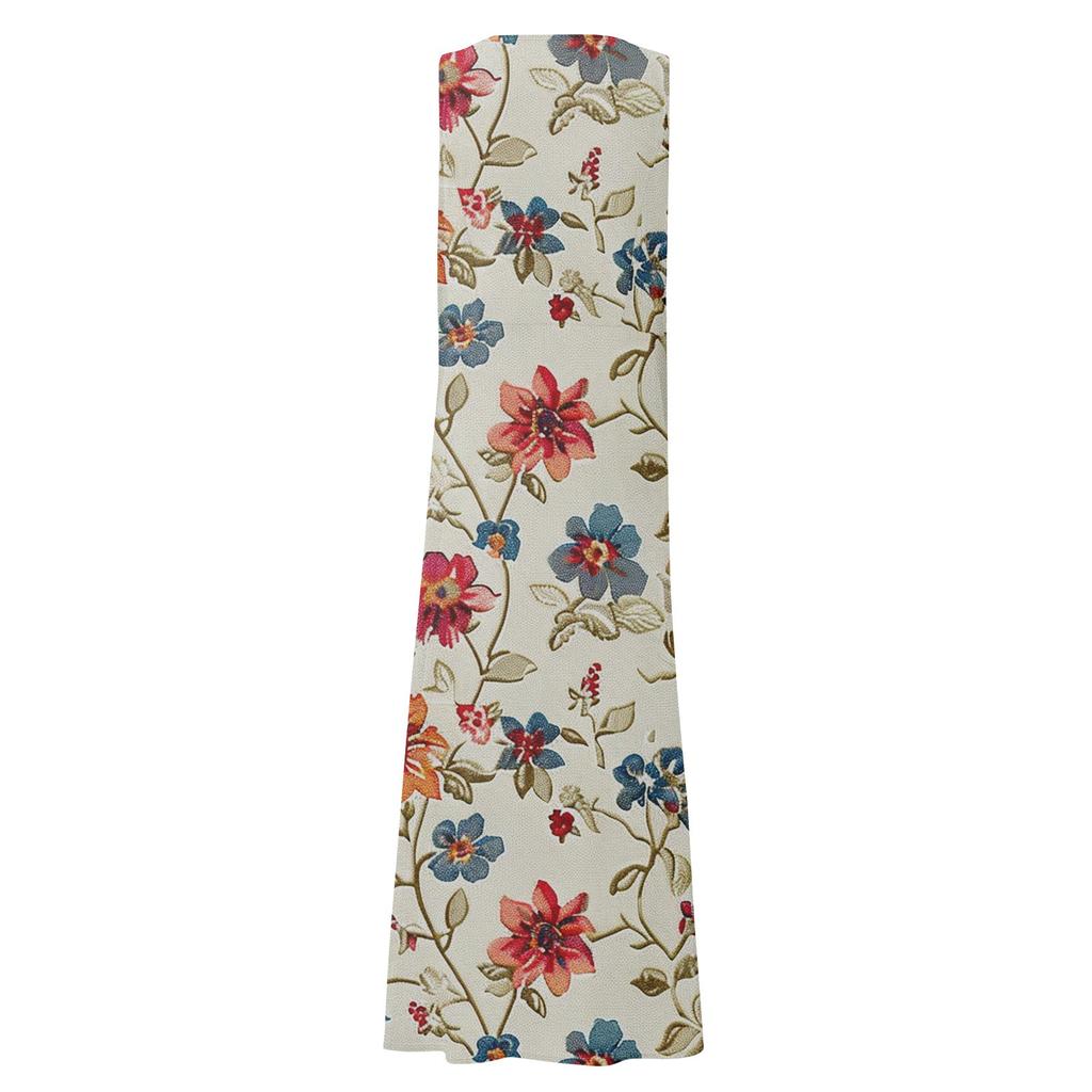 Lässiges, bequemes, ärmelloses Baumwolltaschenkleid mit Blumendruck für Damen