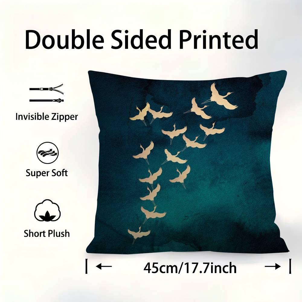 Sage Green Cranes Cushion Cover Pillowcase Upholstery Sofa Throw Pillow Home Decor Pillowcas