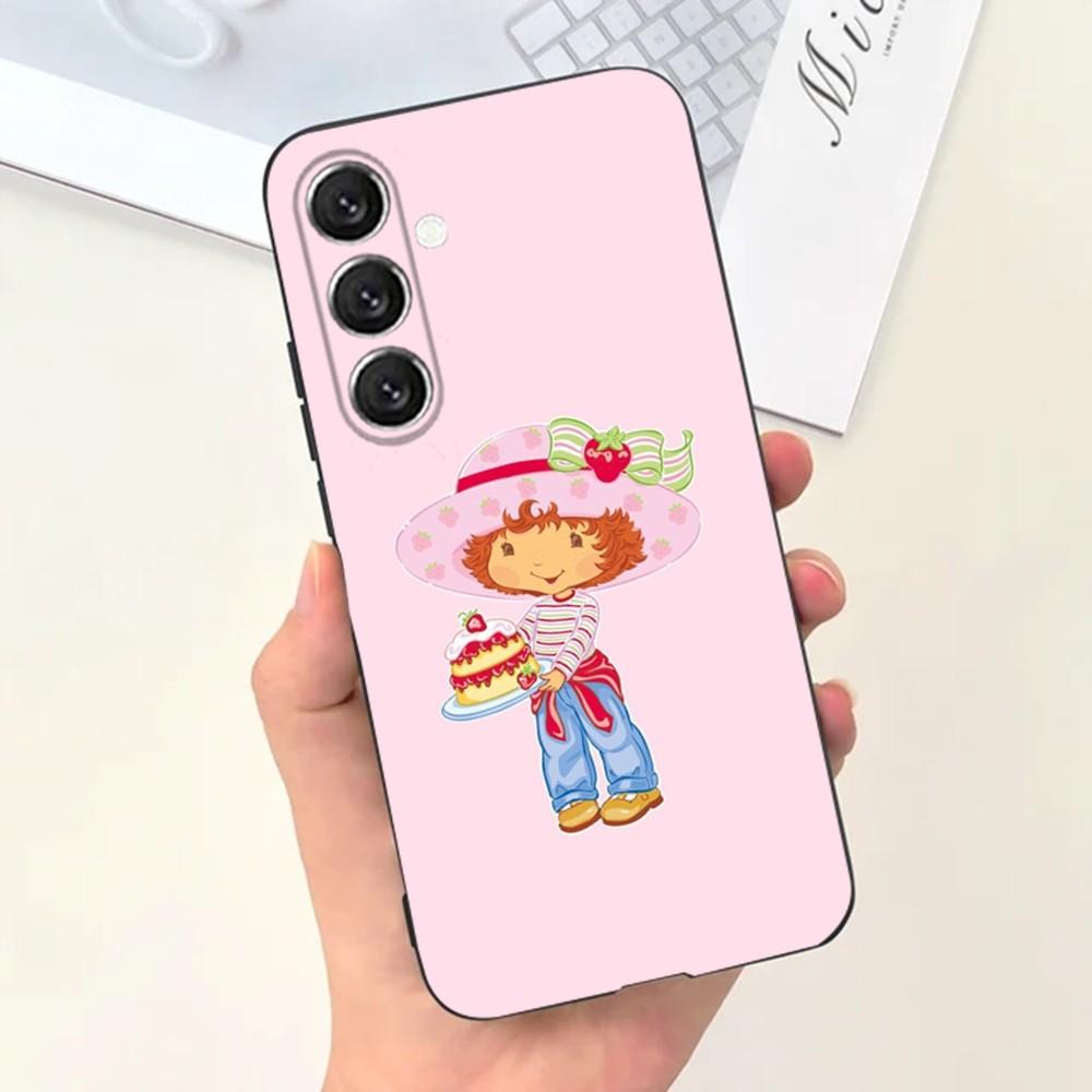 Girl Pink Strawberry S-Shortcake Phone Case For Samsung S25,S24,S21,S22,S23,S30,Ultra,S20,Plus,Fe,Lite,Note,10,9,5G Black Cover