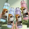1 PZ Testa di Cane Beagle Girata di Lato 750ml Plastica Colorata Borraccia Sportiva Tappo Flip-Top Anti-Perdita Adatta per Sport Ufficio Uso Domestico