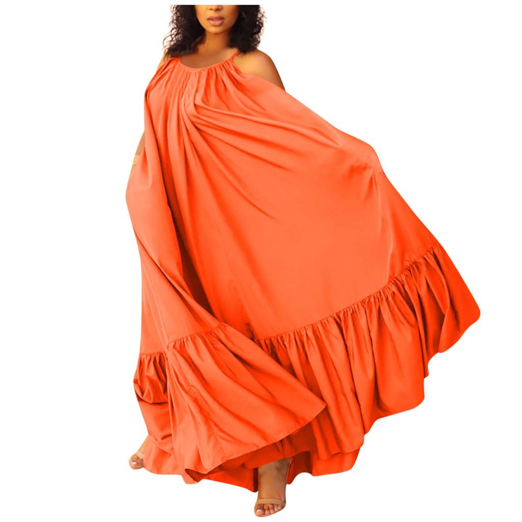 Women Fashion Casual Strap Dress Pocket Loose Backless Big Swing Dress