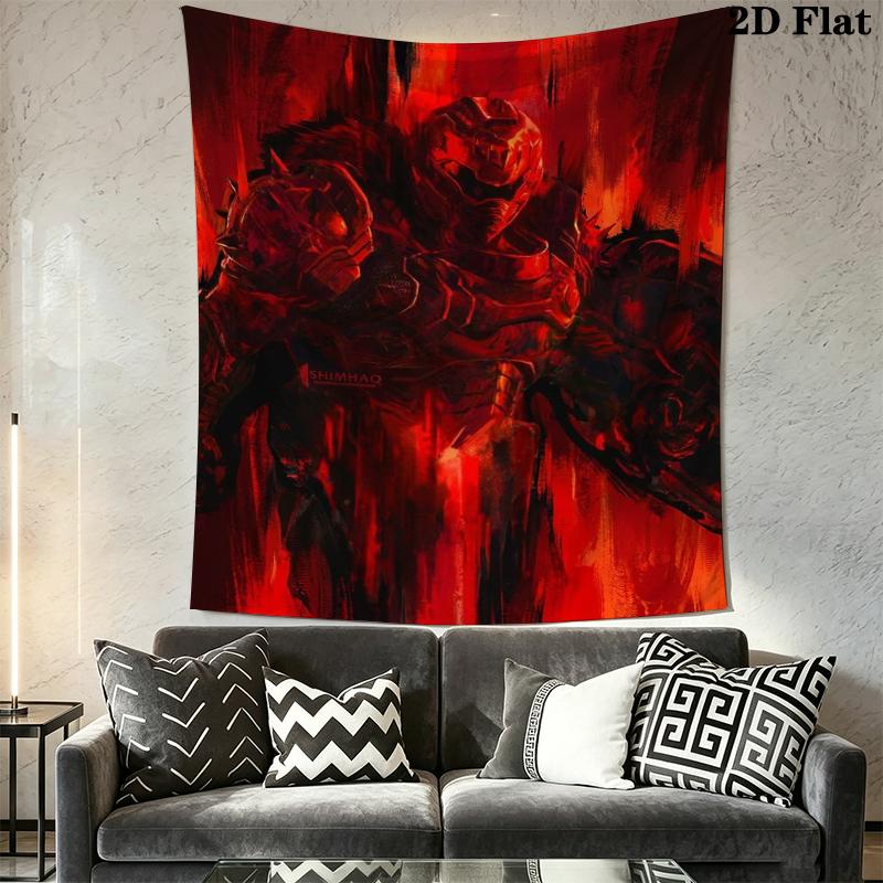 DOOM The Dark Ages Wall Tapestry Aesthetic Wall Hanging Printed Fabric Blanket Decorative Tapestries for Bedroom Living Room Home Decor