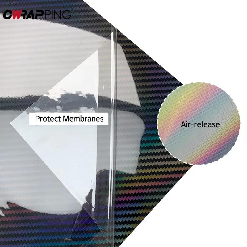 Car Stickers Laser Rainbow Carbon Fiber Films Glossy Wrap Decal Self Adhesive Protection Waterproof Sticker 50x150cm Car Styling