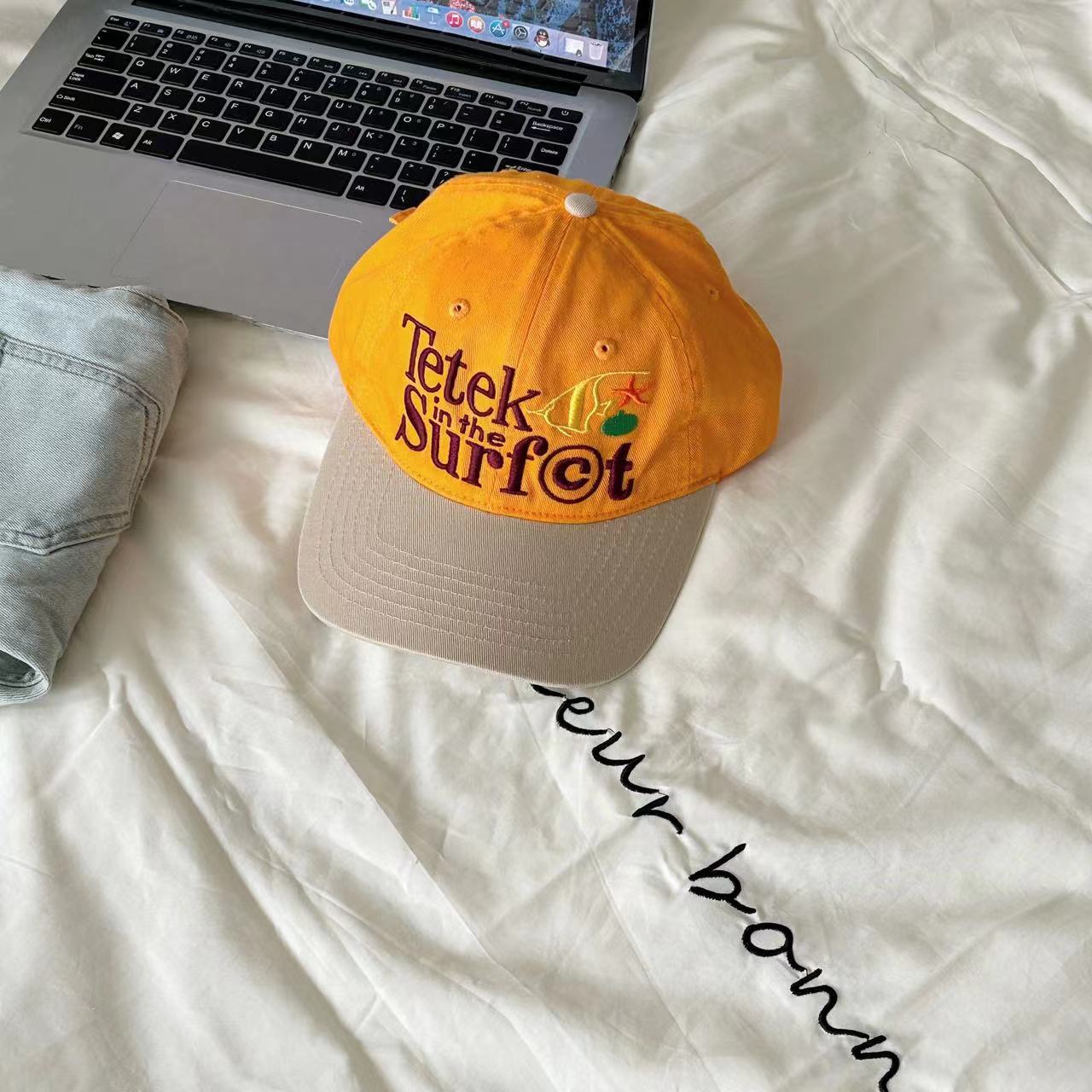 

Korean Retro Contrasting Color Pink Baseball Cap Trendy Brand Letter Color Block Baseball Cap Embroidery Ins Soft Top Sun Visor Baseball Cap