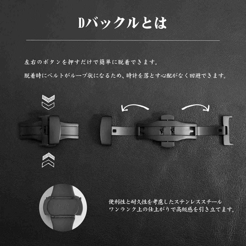 WOCCI Stainless Steel with Watch Band Replacement D-Buckle Double-Sided Buckle, Push-Button Clasp, 20mm/Black