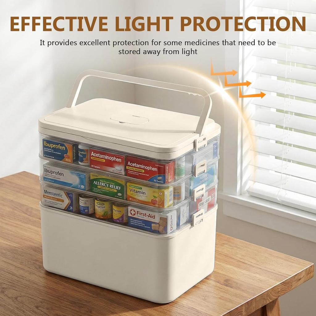 4-Tier Medicine Storage, Medicine Cabinet Medicine Box with Handle