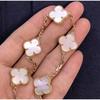 Four-leaf Clover Five-flower Bracelet for Women Rose Gold Lucky Clover Bracelet with White Mother-of-pearl and Red Agate Fashionable Bangle