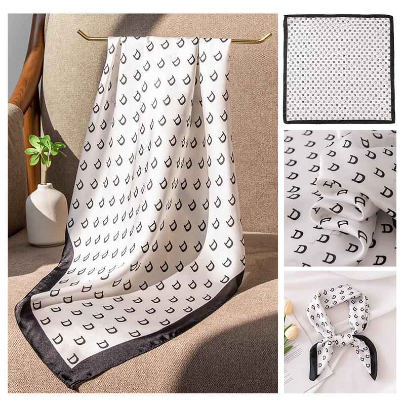 70cm Small Square Scarf Silk High-end Feeling Retro Chinese Style Printed Women's New Stylish Mother Thin