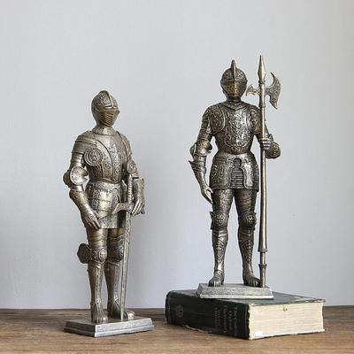 Armored Soldier Simulated Human Figure Sculpture Iron Armored Knight Decorative Figurines Home Decoration Accessories