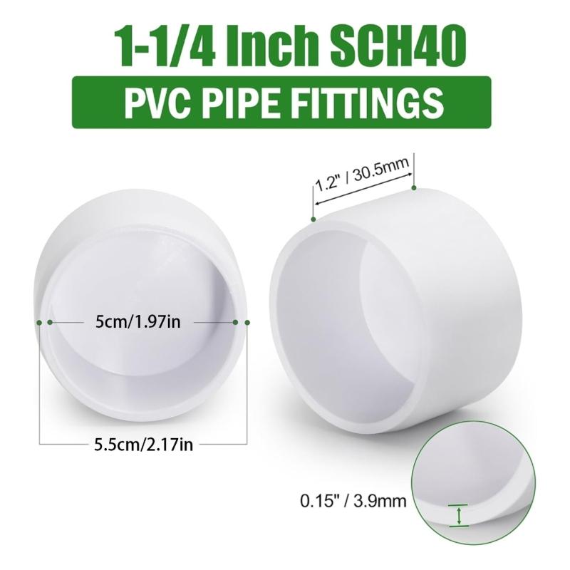 24Pcs Multipurpose SCH40 PVC End Caps for 3/4 Inch 1 Inch 1 1/4 Inch 2 Inch Pipes Sturdy Pipe Cover Accessories