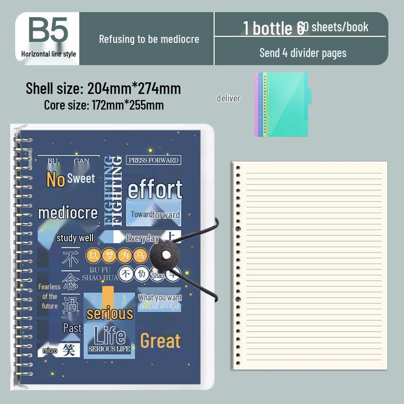 B5 Detachable Coil Ring Binder Thickened Notebook - High Aesthetic Ins Style