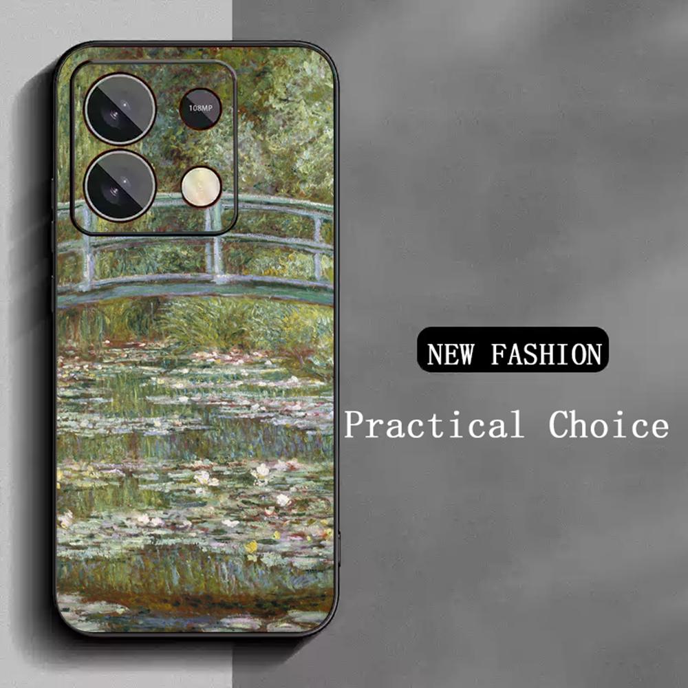 Claude Monet Painting Classic Art Phone Case For Redmi Note 14 13 12 11 Pro Plus S 5G 14C A3 Soft Black Phone Cover
