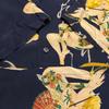 Used Orient Express Tattoo Geisha Silk Open Collar Shirt L