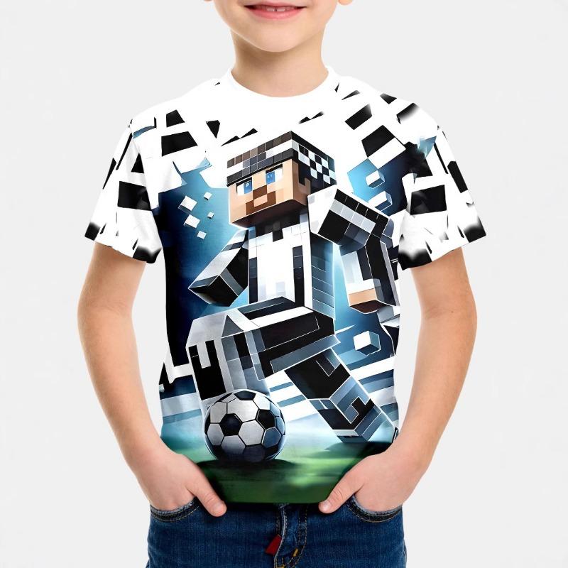Sommer Jugend Kinderbekleidung T-Shirt Modisch Bequem 3D Muskel Linie Gedrucktes Kurzarmshirt