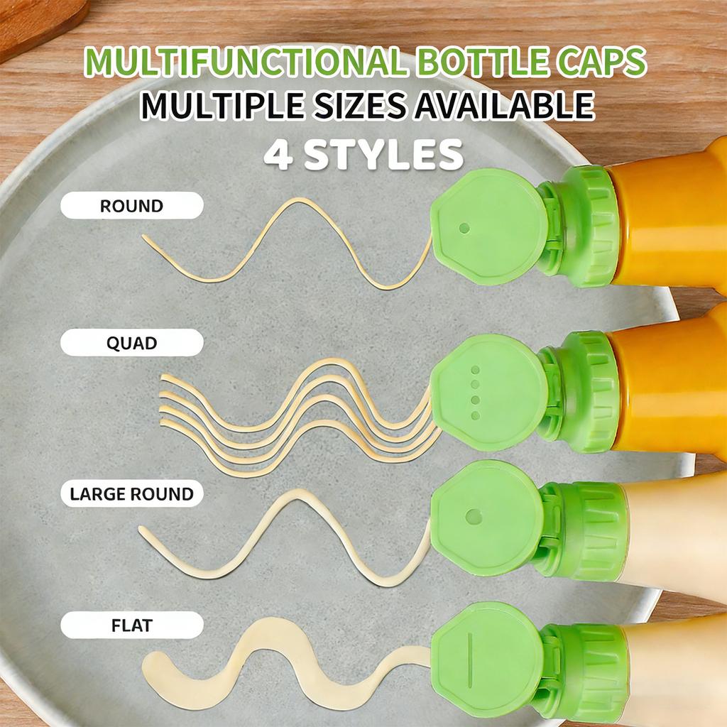 4 Piece Compacts Sauce Squeeze Bottle Cap For Condiment Dispensing Precise Control Flipped Top Screw Cap Replacement