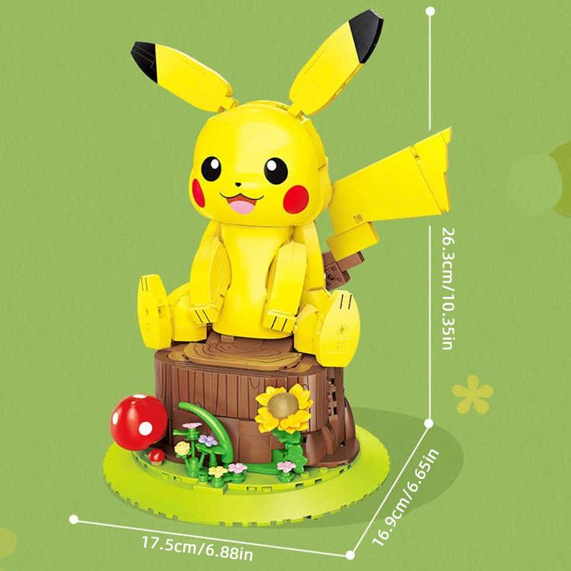Non-Toxic Pokemon Pikachu Building Blocks Cartoon Model Bricks Educational Assembly Desktop Ornaments Diy Toys For Kids Holiday Gifts