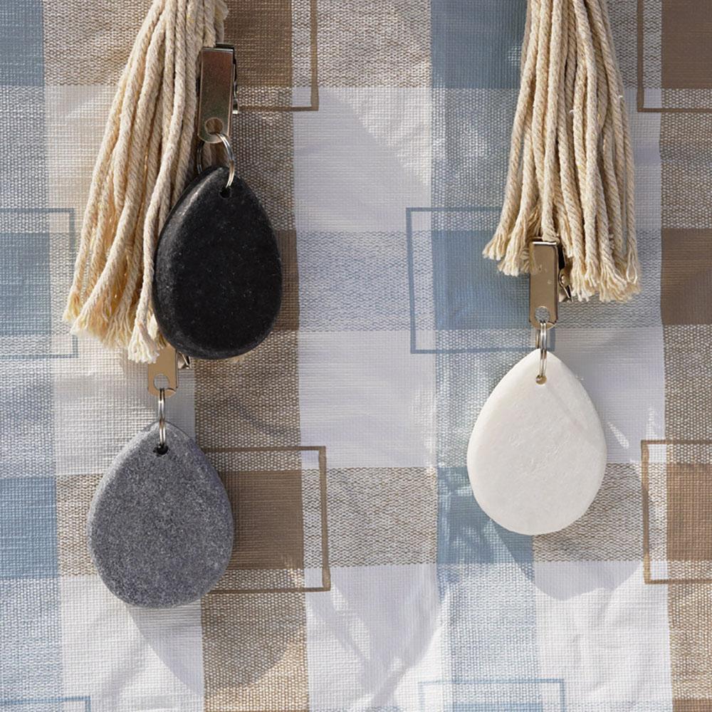 4PCS Tablecloth Weights Outdoor Table Cloth Weights Teardrop Shape Pendant Stones with Metal Clips Marble Table Cover Weights
