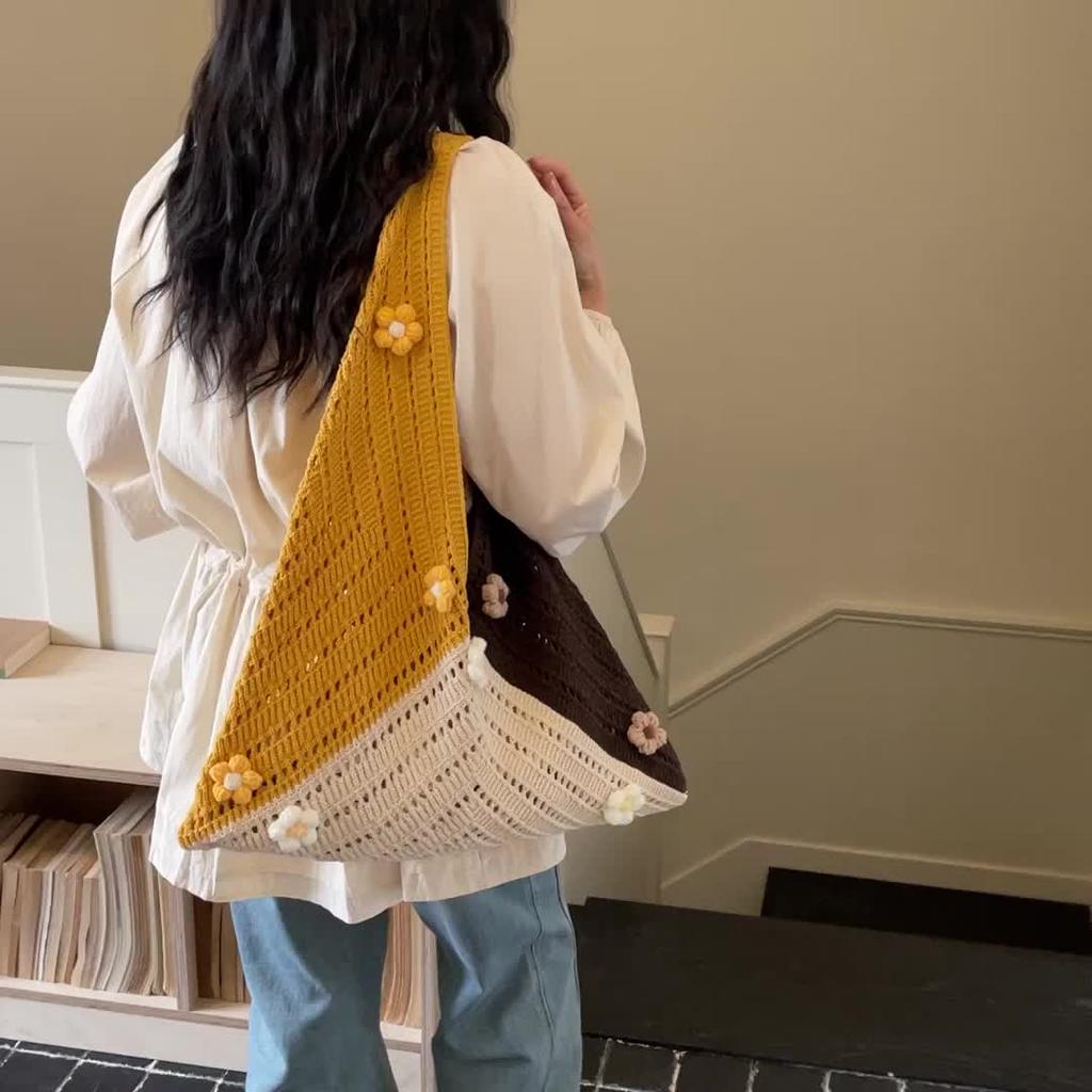 hand knitted Women’s Handbag mesh Handbag For Women Summer Shoulder bag for women crochet knit Crossbody bag for women