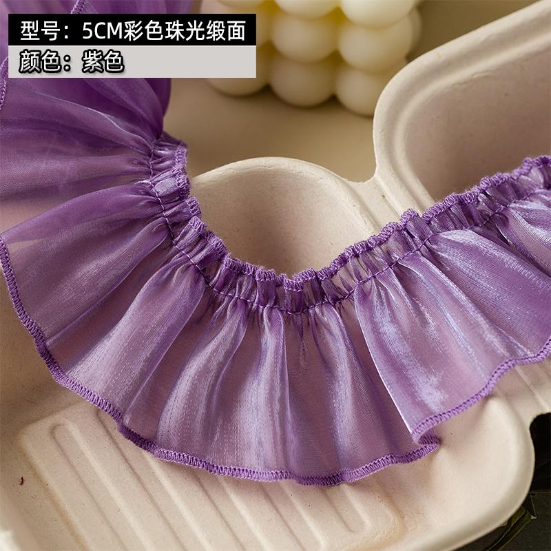 5meters/lot Blue Ruffle Ribbon 5cm Wide Lace Trim For Crafts Party Dress Diy Supplies Needlework Decoration Sewing Accessories