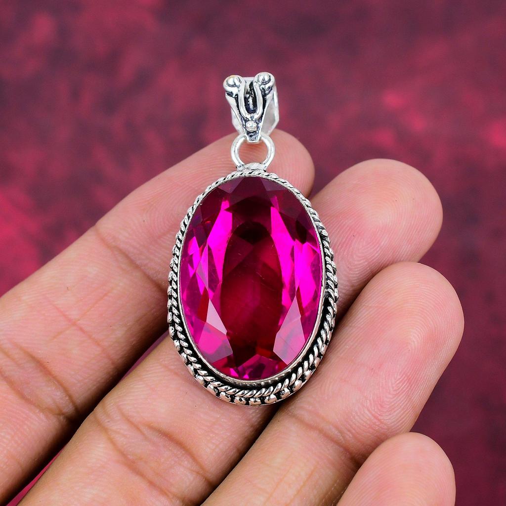 Rubellite Pendant, 925 Sterling Silver Pendant Gemstone Jewelry, Handmade Pendant Amazing Jewelry, Gift For Her