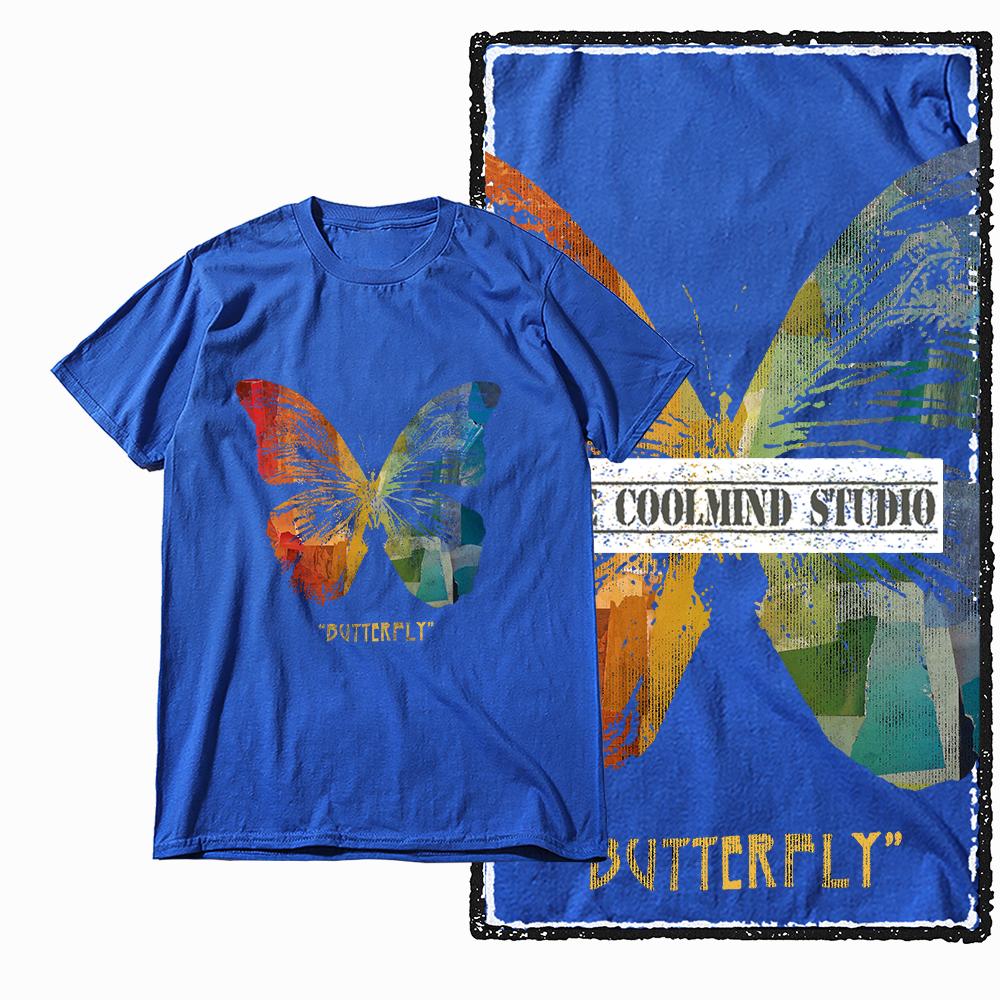 Coolmind X0113 Butterfly Vibes 100 cotton exclusive graphic Unisex tshirt big size streetwear t shirt for Unisex tee shirts