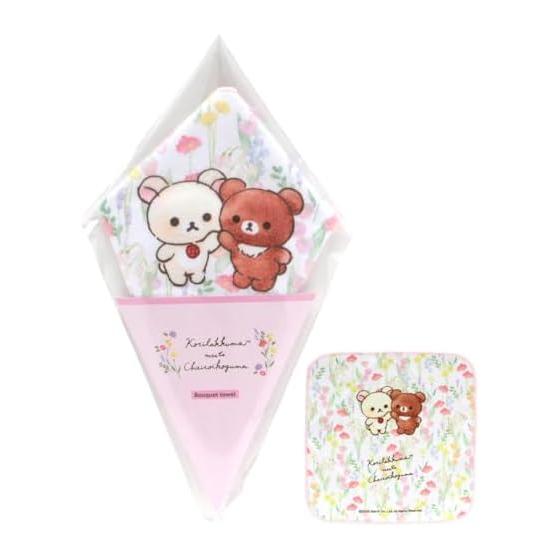 Rilakkuma Bouquet Towel Handkerchief Korilakkuma and Chiroi Koguma (Pink) Women s Towel Hand Towel Approx. 22cm 294102-0028-01