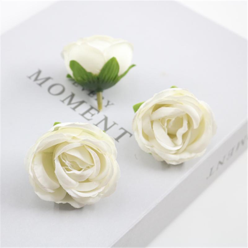 Retro Rolled Edge Silk Rose Flower, Artificial DIY Material for Gift Box, Decoration, and Wedding Arrangement