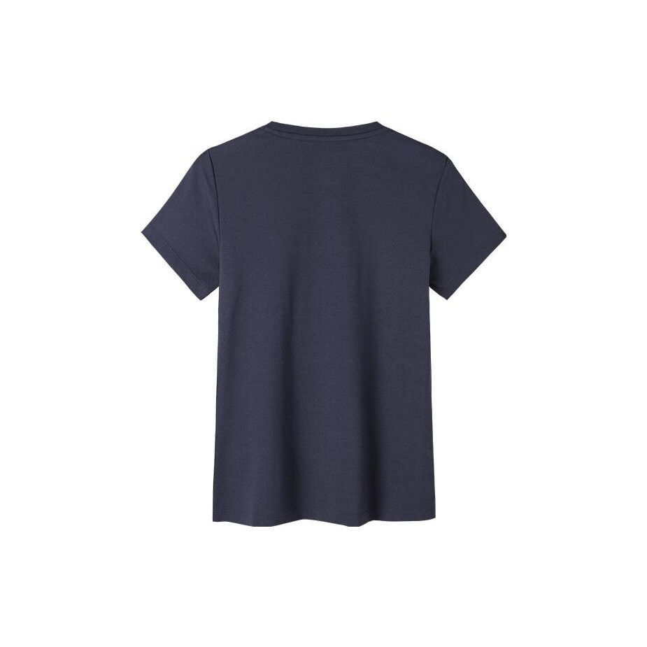 Anta Comprehensive Training Series Letter And Chinese Character Round Neck Short Sleeve T-Shirt Women T-Shirts Navy-Blue 162227147-3