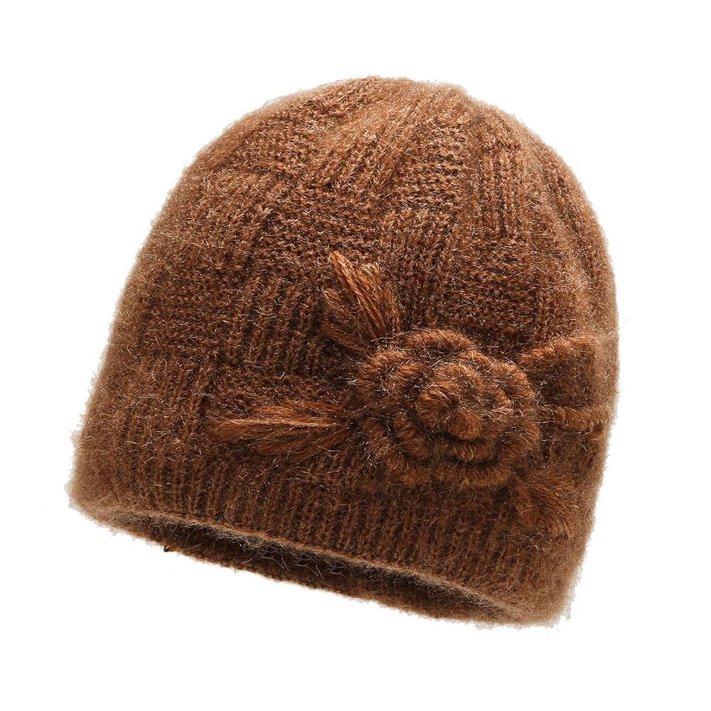 

Knit Hat For Women Winter Warm Fluffy Iceland Wool No Brim Stylish Cozy Headwear коричневий