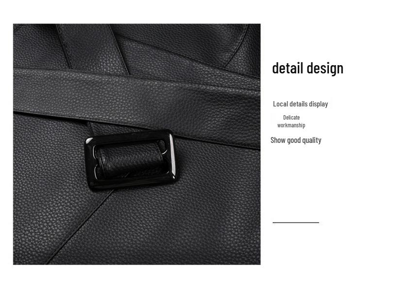 Trench-coat double boutonnage en cuir de mouton pour homme, Mi-mollet, Doublé velours