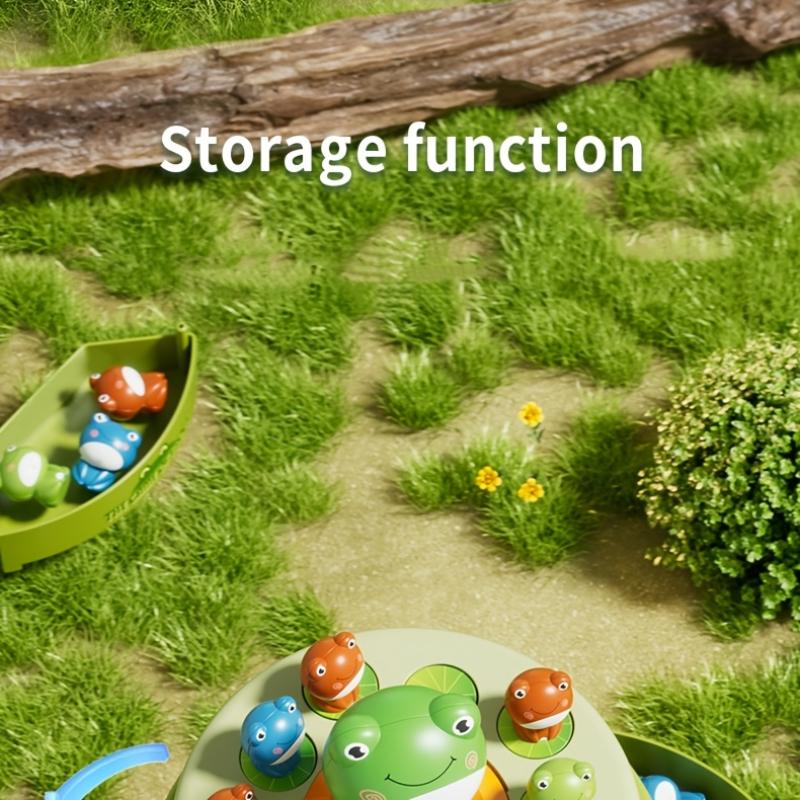 Kids' Jumping Frog Cartoon Net Catching Launcher Toy Green Frog with Colorful Jumping Pups, Battery Operated (Batteries Not Included),  Frog Toys