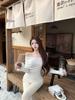 Women's One-Shoulder Rhinestone Long-Sleeve T-Shirt with Fluffy Cuffs - Slim Fit, Pure Desire Style, Sweet and Spicy Spring Top