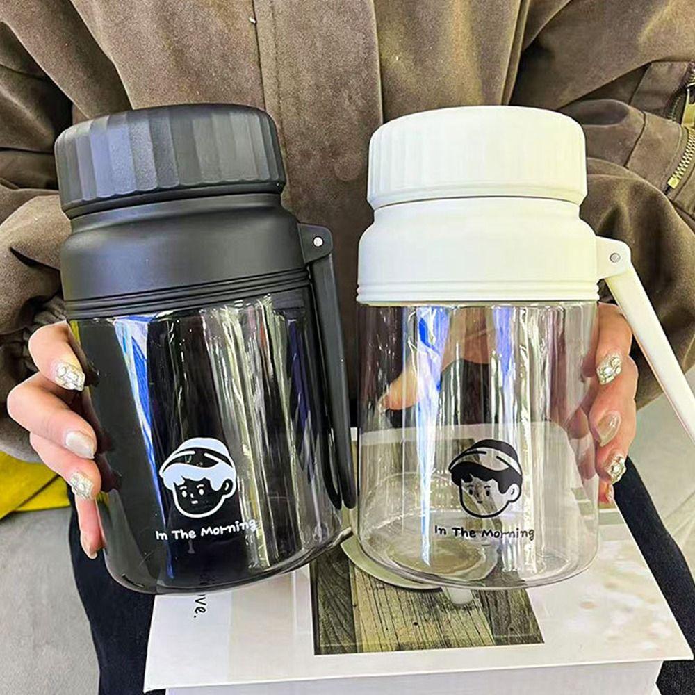 Plastic Water Bottle Black White Sports Kettle Portable Water Cup  Outdoor Sport