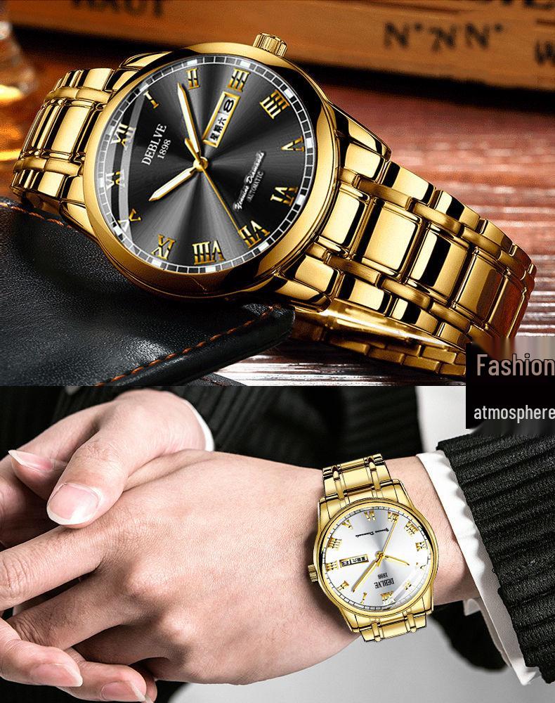 Swiss Men's Waterproof Quartz Watch: Elegant Automatic Movement, Slim Design