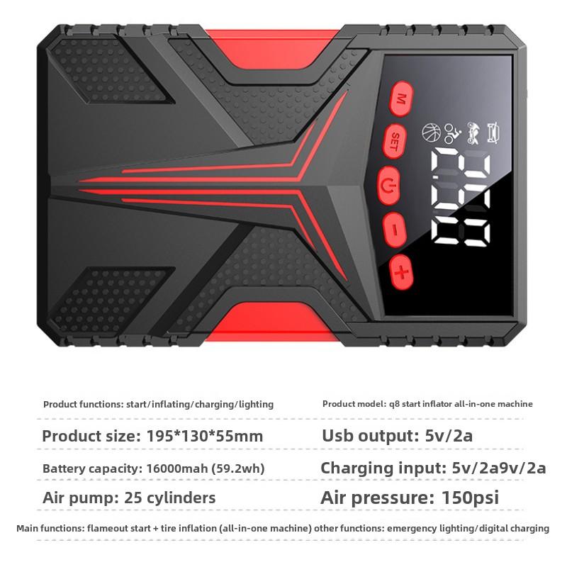 High Power 4 In 1 Car Emergency Starter Air Pump Mobile Power Lighting Portable Air Compressor Car Battery Jump Starter Start Car Tire Inflator