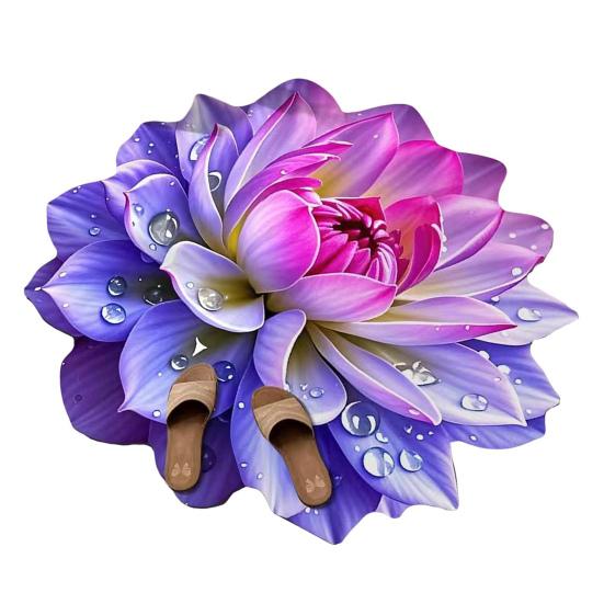Flower Floor Rug Non-Slip Absorbent Bathroom Mat Decorative 3D Realistic Pattern Floral Mat