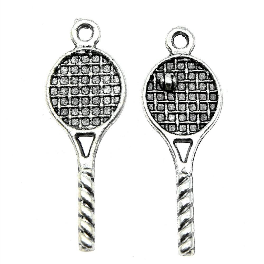 

20 шт., подвески для теннисных ракеток, античное серебро, цвет цинкового сплава, 30х10 мм
