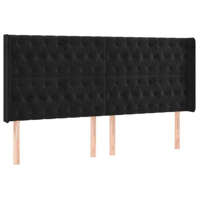 VidaXL Tête de lit avec oreilles Noir 203x16x118-128 cm Velours3119984