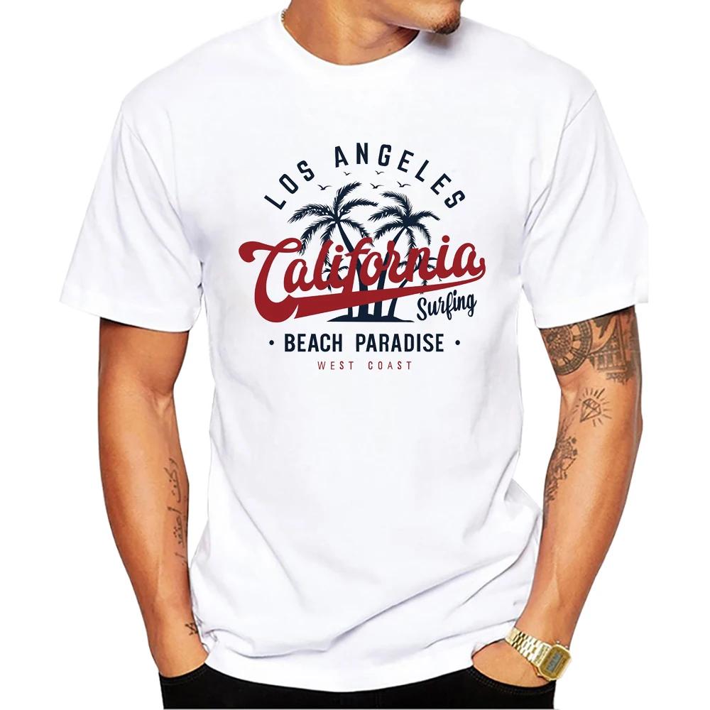 SPAPEX Summer California Beach Men T-Shirt Los Angeles Printed T Shirts Short Sleeve Tshirts Harajuku Tee