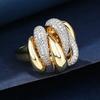 Statement Intertwined Claw Design Luxury Ring for Women Inlaid Shiny Cubic Zirconia Gorgeous Party Hiphop Trendy Jewelry