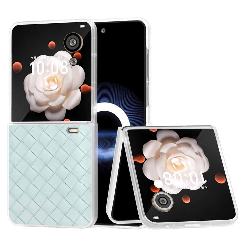 For Honor Magic V Flip 5G Case Woven Texture Matte Edge Leather+PC Phone Cover