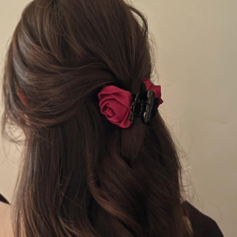 Non-Slip Satin Hair Claw Cute Ponytail Catch Strong Hold Princess Hairpin
